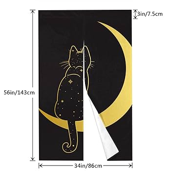 Amazon｜のれん 猫 月 後ろ姿 ブラック 猫柄 おしゃれ 目隠し